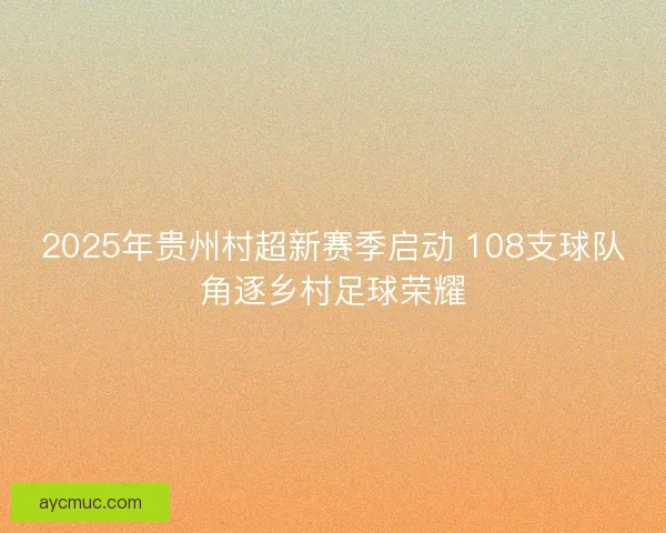 2025年贵州村超新赛季启动 108支球队角逐乡村足球荣耀