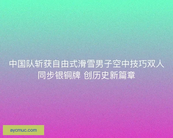 中国队斩获自由式滑雪男子空中技巧双人同步银铜牌 创历史新篇章 中国队斩获自由式滑雪男子空中技巧双人同步银铜牌 创历史新篇章
